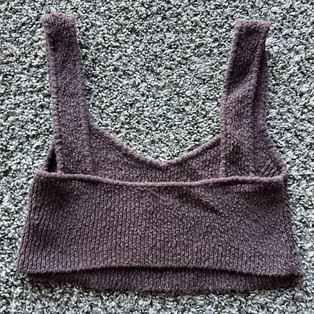 Urban Outfitters Crop Top Womens Medium Brown Knit Cropped Indie Grunge Blouse - Picture 3 of 6